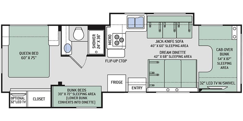 2019 Thor Motor Coach Fourwinds 30D Floorplan